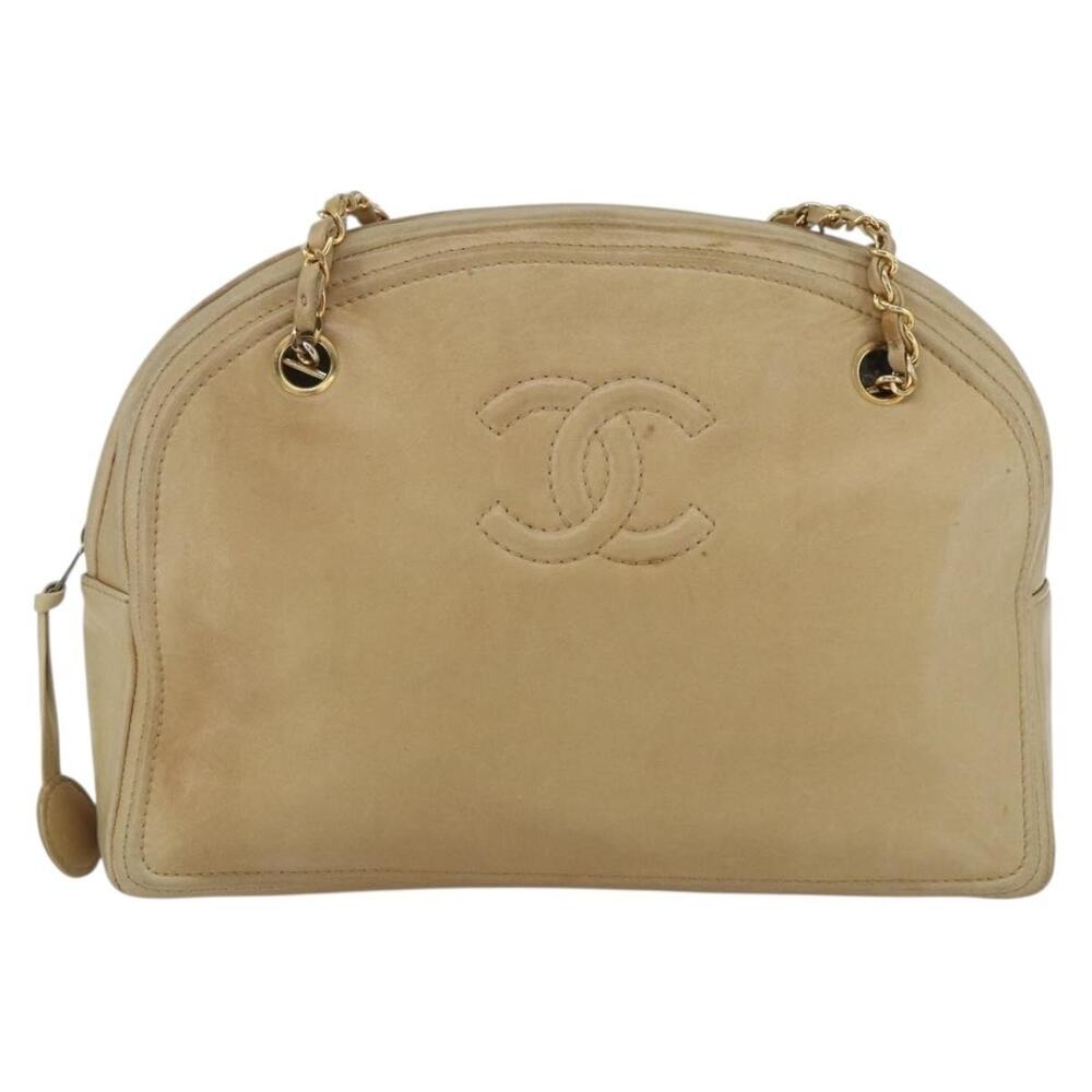 Chanel Lambskin Chain Shoulder Bag Beige